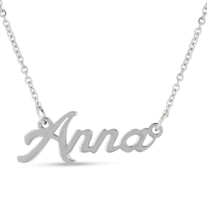 Anna Nameplate Necklace In Silver