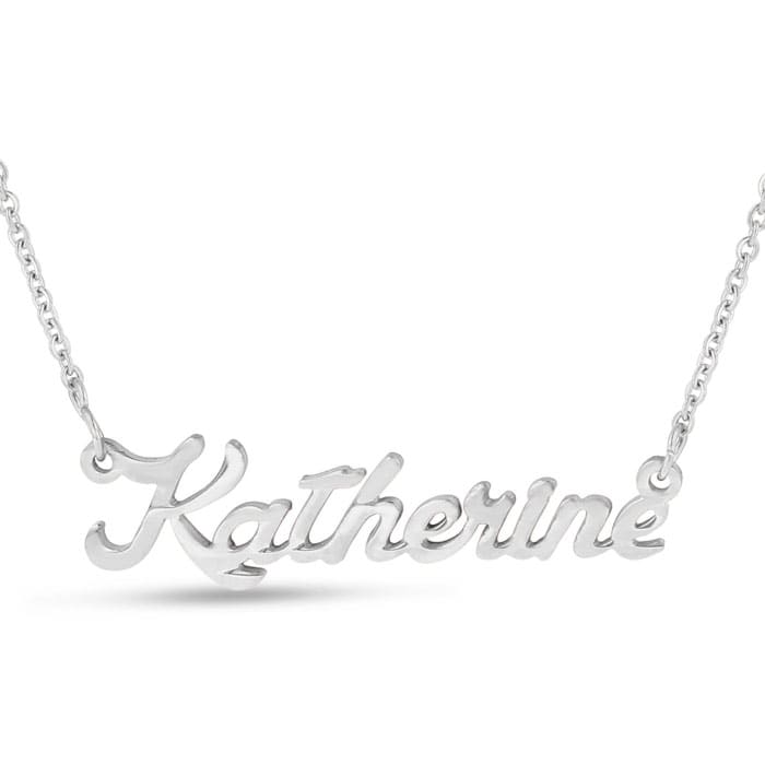 Katherine Nameplate Necklace In Silver