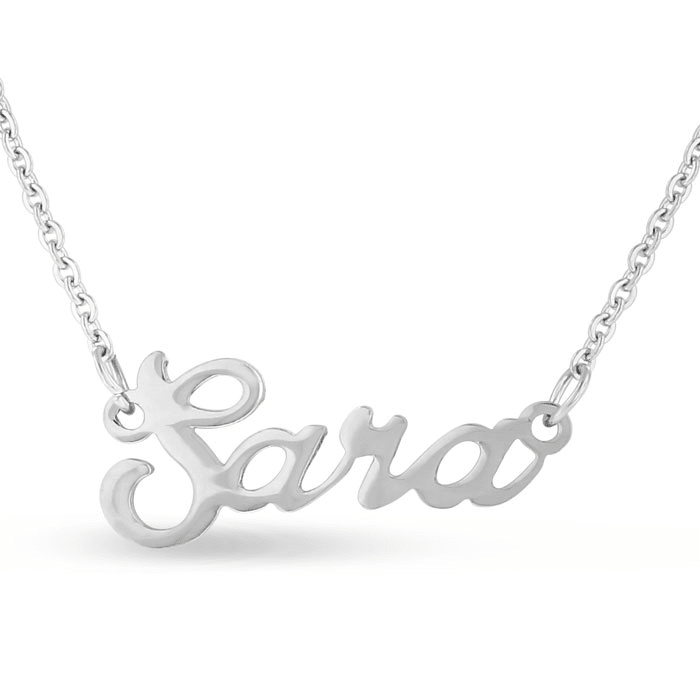Sara Nameplate Necklace In Silver