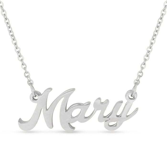 Mary Nameplate Necklace In Silver