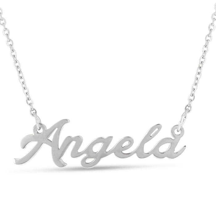 Angela Nameplate Necklace In Silver