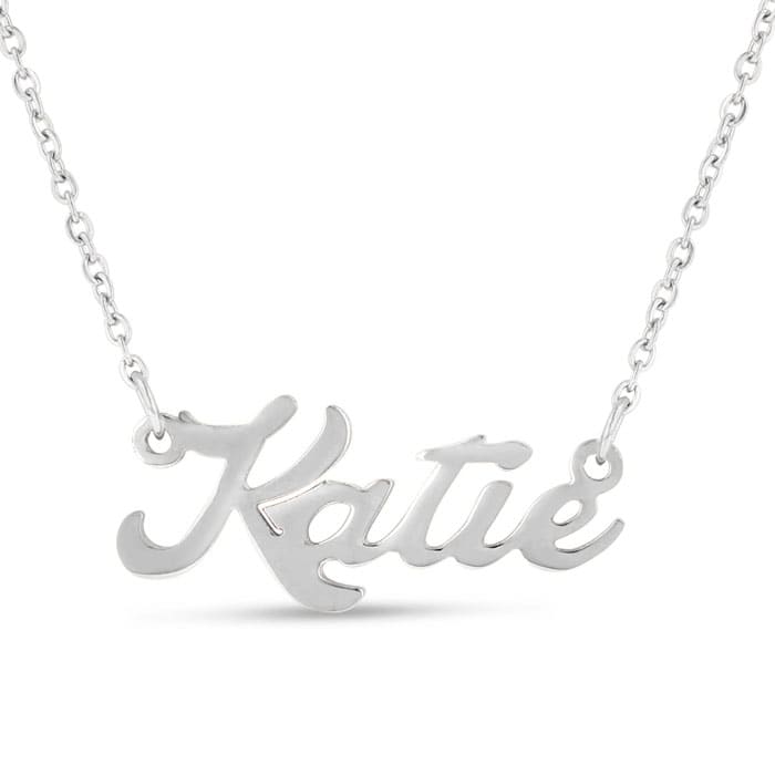 Katie Nameplate Necklace In Silver