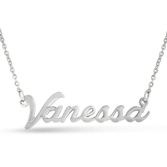 Vanessa Nameplate Necklace In Silver