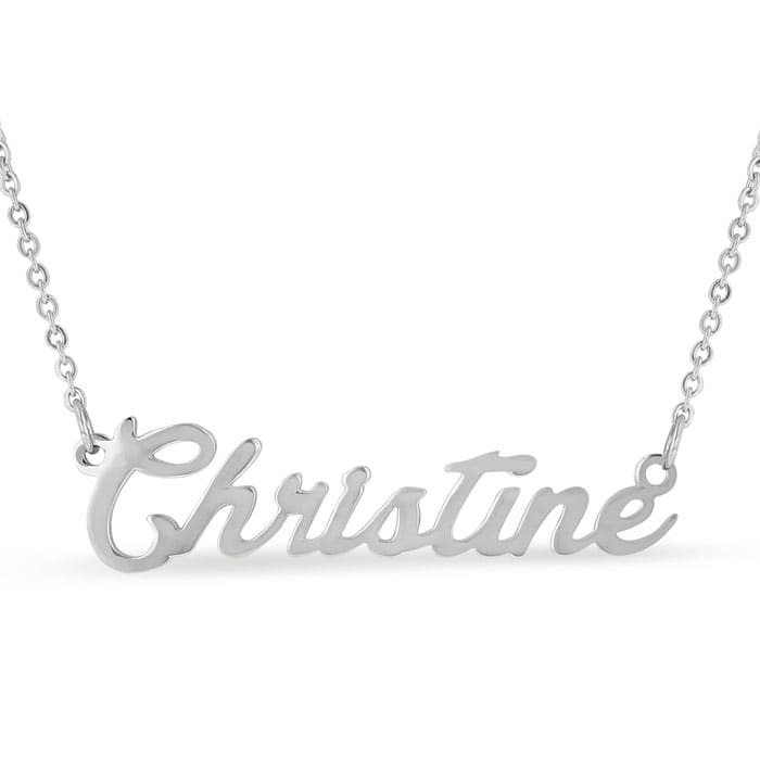 Christine Nameplate Necklace In Silver