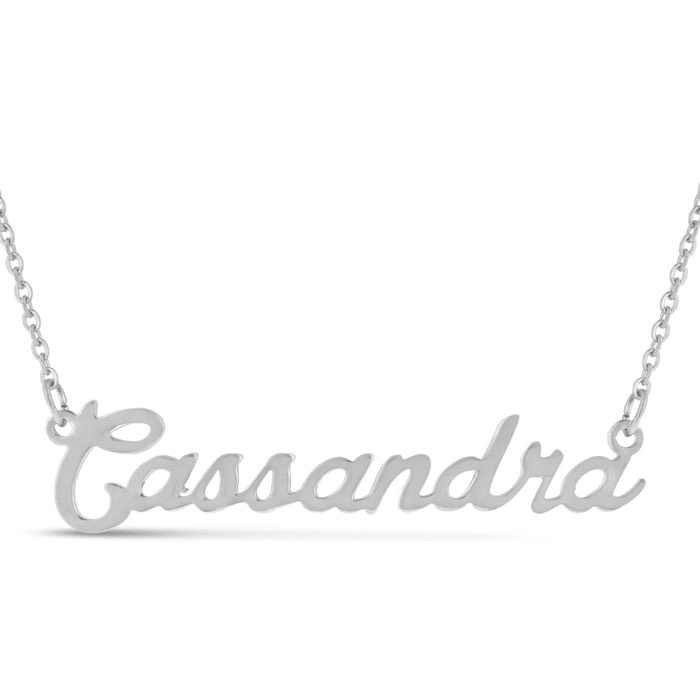 Cassandra Nameplate Necklace In Silver