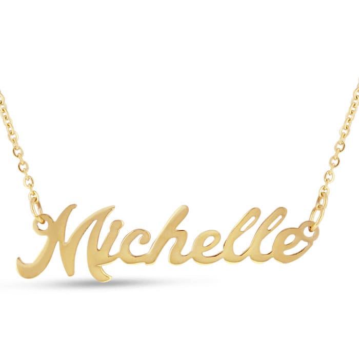 MICHELLE Name Necklace Stainless Steel 18ct Gold PlatedBridesmaid Jewellery 