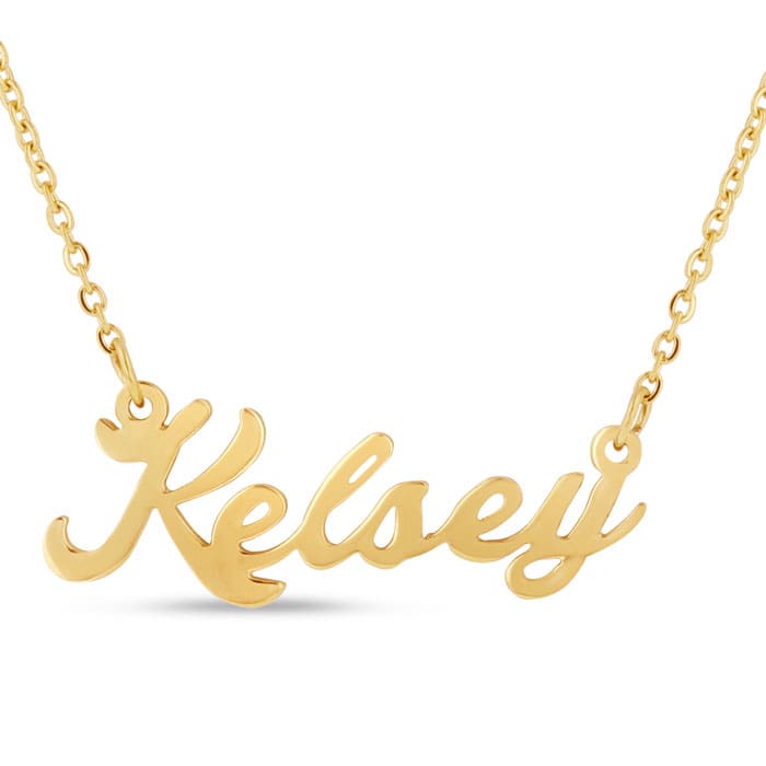 Kelsey Nameplate Necklace In Gold