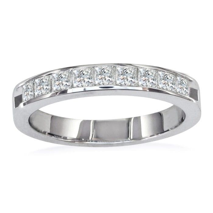1/4 Carat Princess Diamond Wedding Band In 14 Karat White Gold