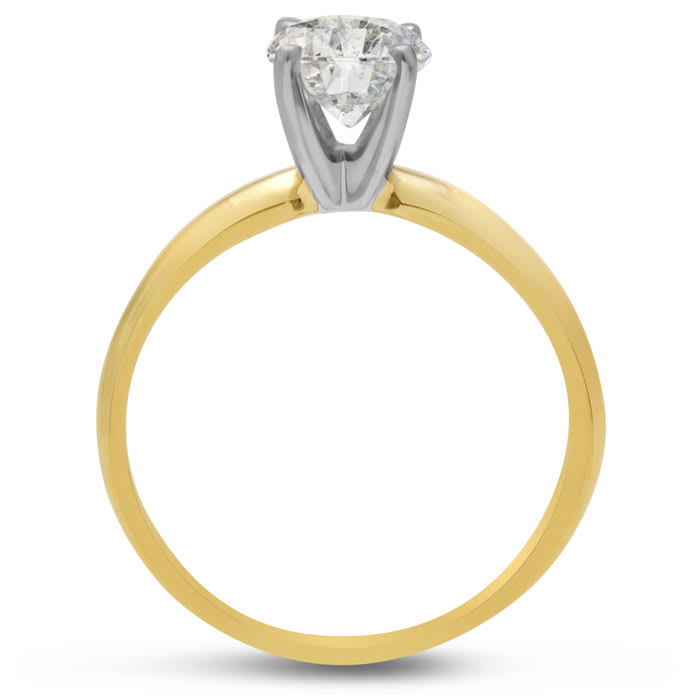 Round Engagement Rings, 1 1/4 Carat Diamond Solitaire Engagement Ring Crafted In 14K Yellow Gold

