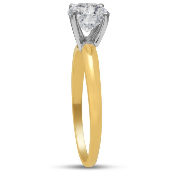 Round Engagement Rings, 1 1/4 Carat Diamond Solitaire Engagement Ring Crafted In 14K Yellow Gold
