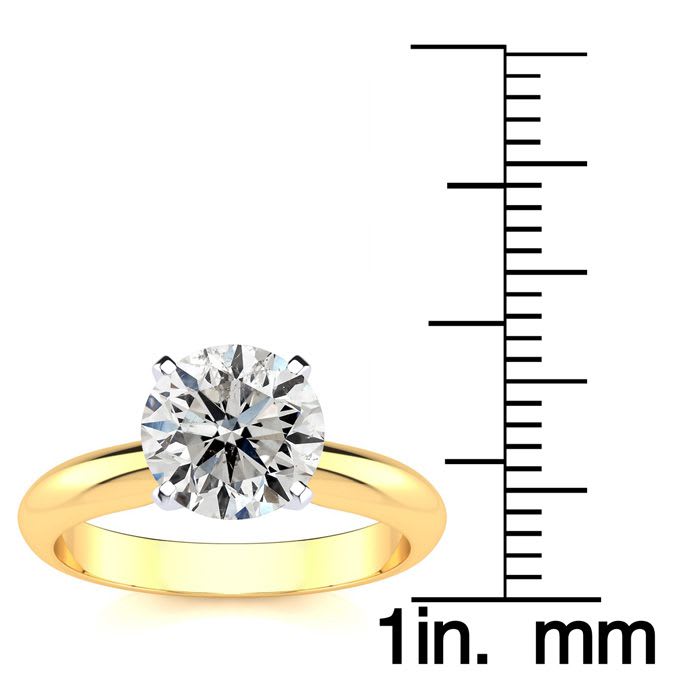 Round Engagement Rings, 2 Carat Diamond Solitaire Engagement Ring Crafted In 14K Yellow Gold