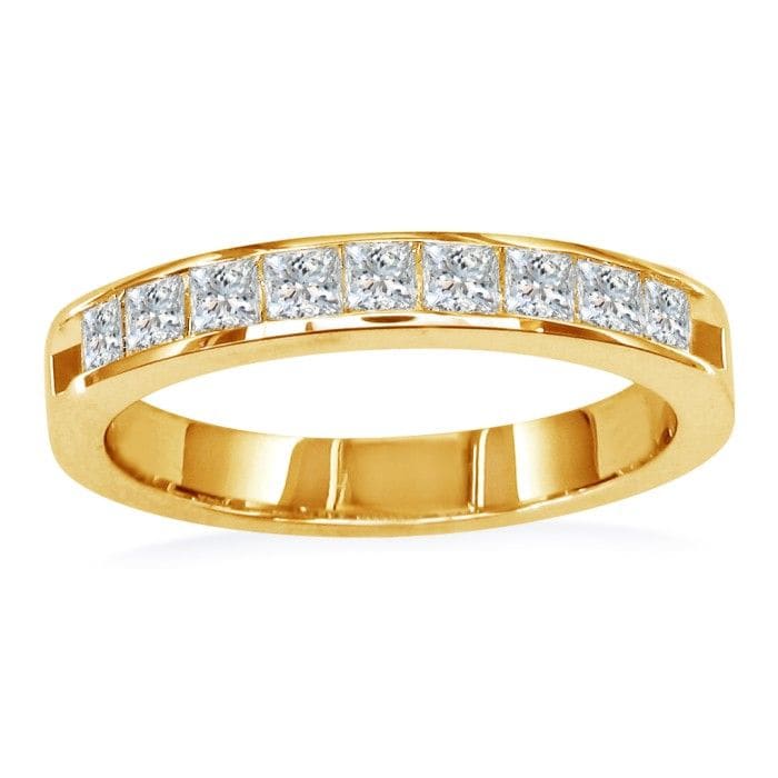 1 Carat Princess Diamond Wedding Band In 14 Karat Yellow Gold
