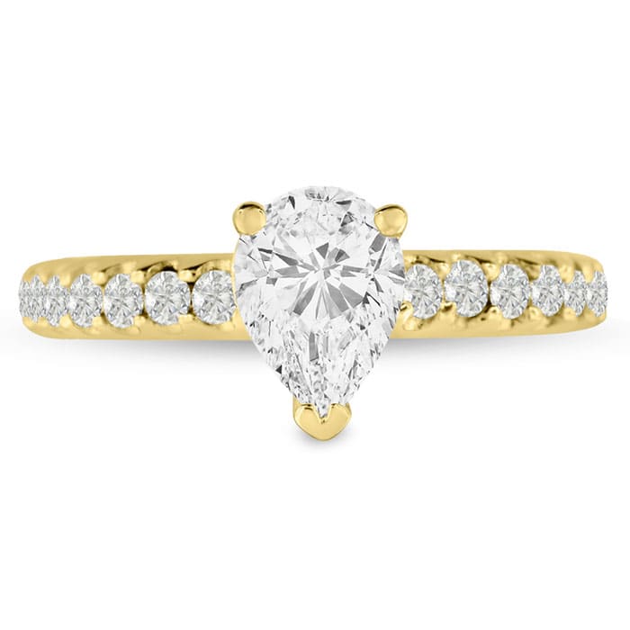 1 1/2ct Pear Shaped Diamond Engagement Ring Crafted in 14 Karat Yellow Gold