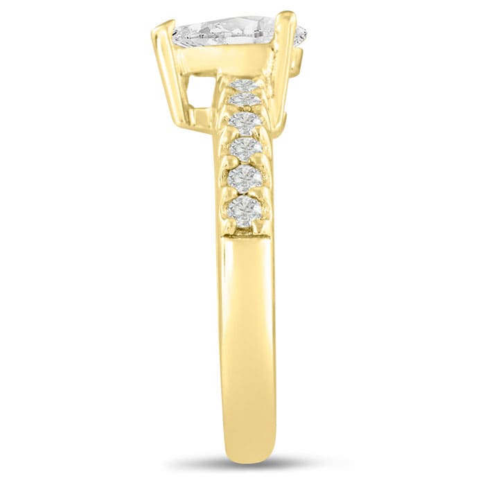 1 1/2ct Pear Shaped Diamond Engagement Ring Crafted in 14 Karat Yellow Gold