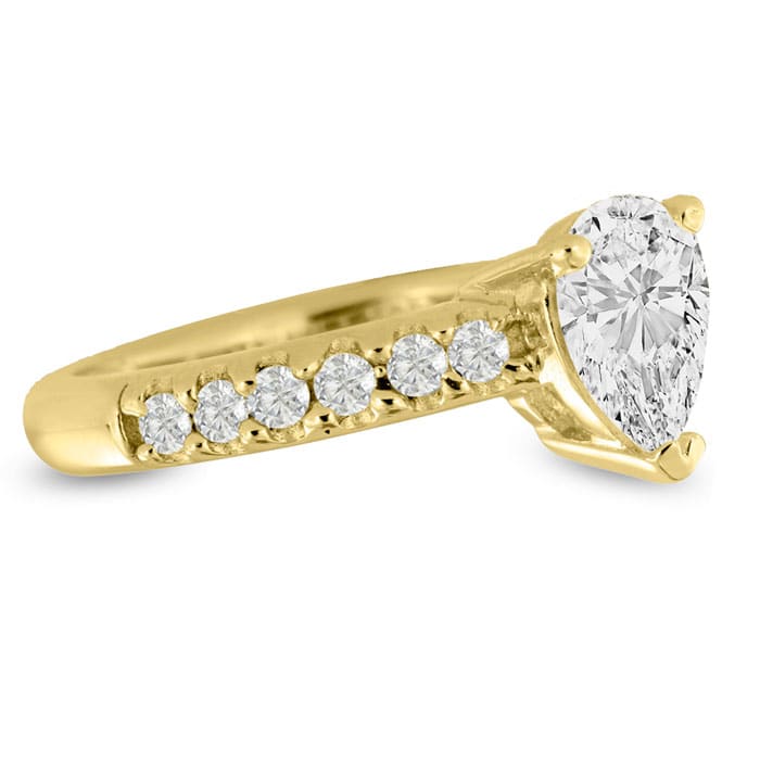 1 1/2ct Pear Shaped Diamond Engagement Ring Crafted in 14 Karat Yellow Gold