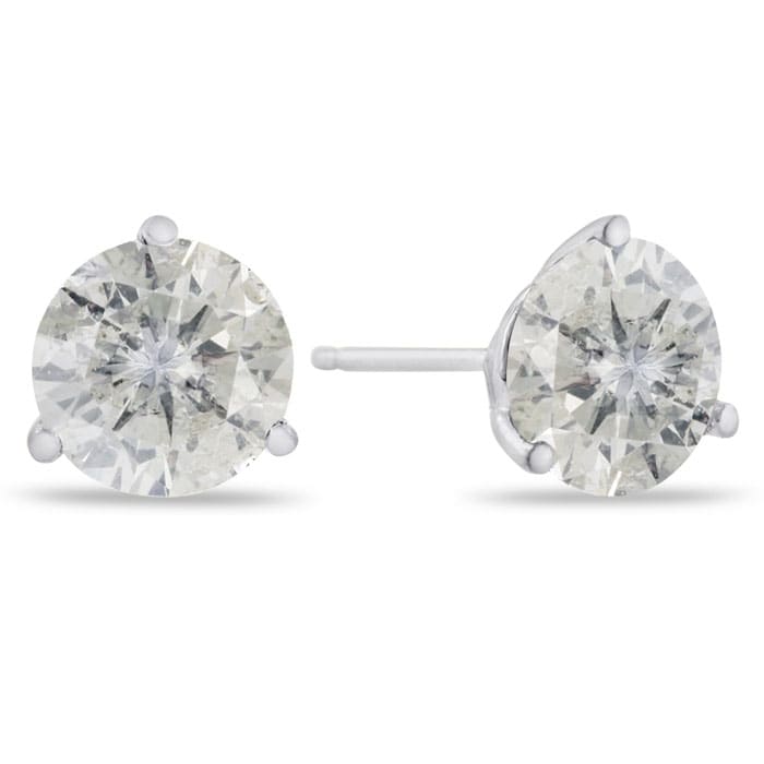 2 Carat Round Shape Diamond Martini Stud Earrings In 14 Karat White Gold