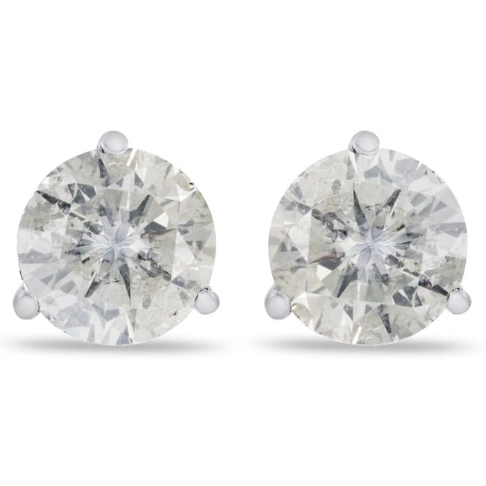 2 Carat Round Shape Diamond Martini Stud Earrings In 14 Karat White Gold