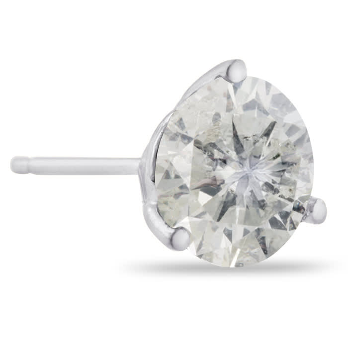 2 Carat Round Shape Diamond Martini Stud Earrings In 14 Karat White Gold