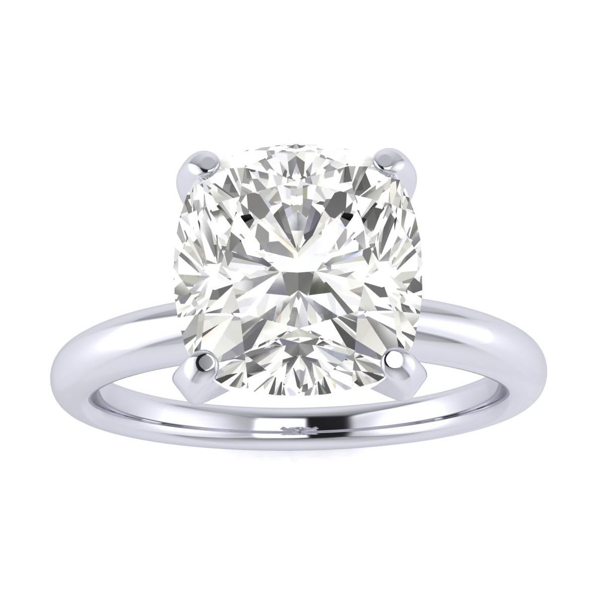 3 Carat Cushion Diamond Engagement Ring In 14K White Gold