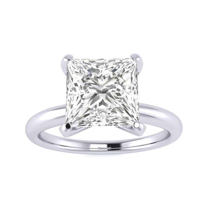 2 1/2 Carat Princess Cut Diamond Solitaire Engagement Ring In 14K White Gold