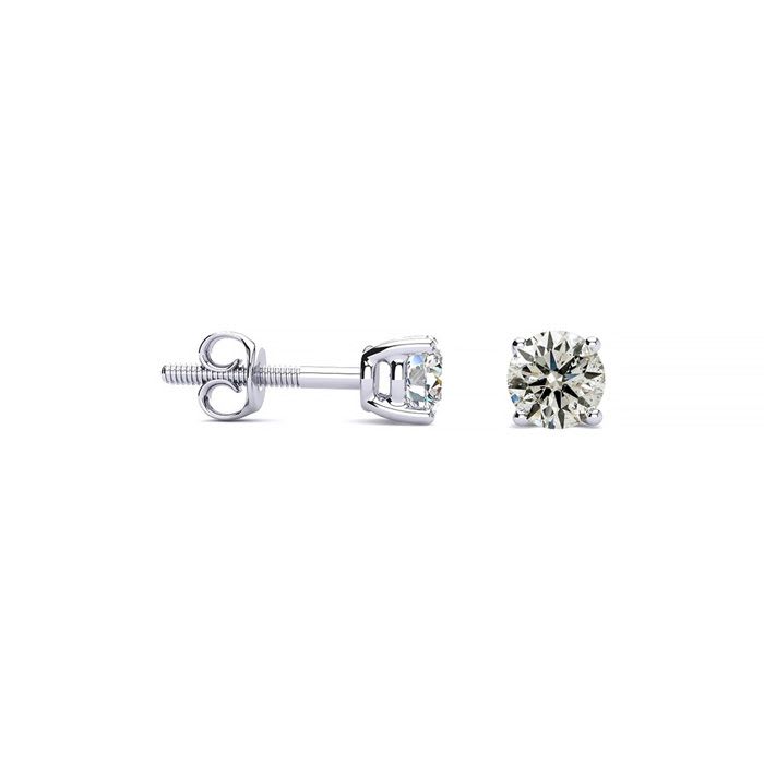 1/4 Carat Natural Diamond Stud Earrings In 14 Karat White Gold