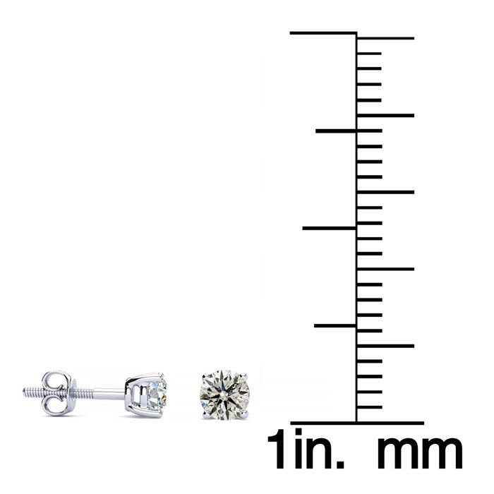 1/4 Carat Natural Diamond Stud Earrings In 14 Karat White Gold