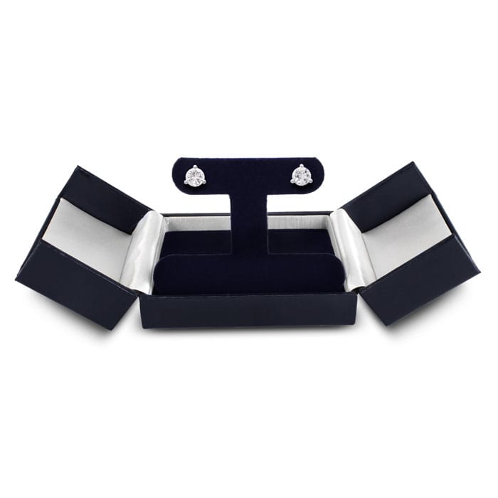 1 Carat Round Diamond Stud Earrings in 14 Karat White Gold with Martini Setting