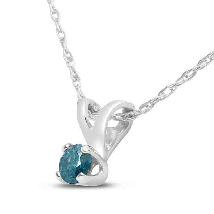 1/10 Carat Blue Diamond Solitaire Necklace