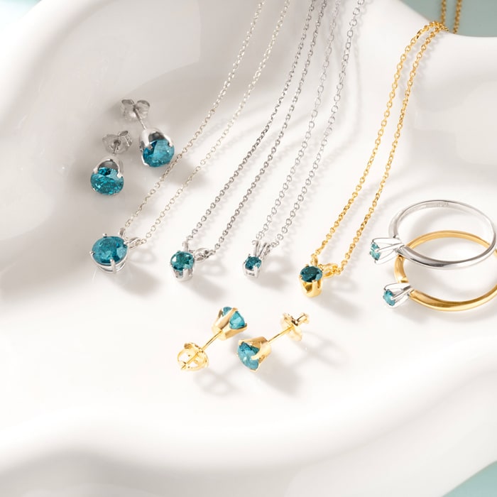 1/10 Carat Blue Diamond Solitaire Necklace