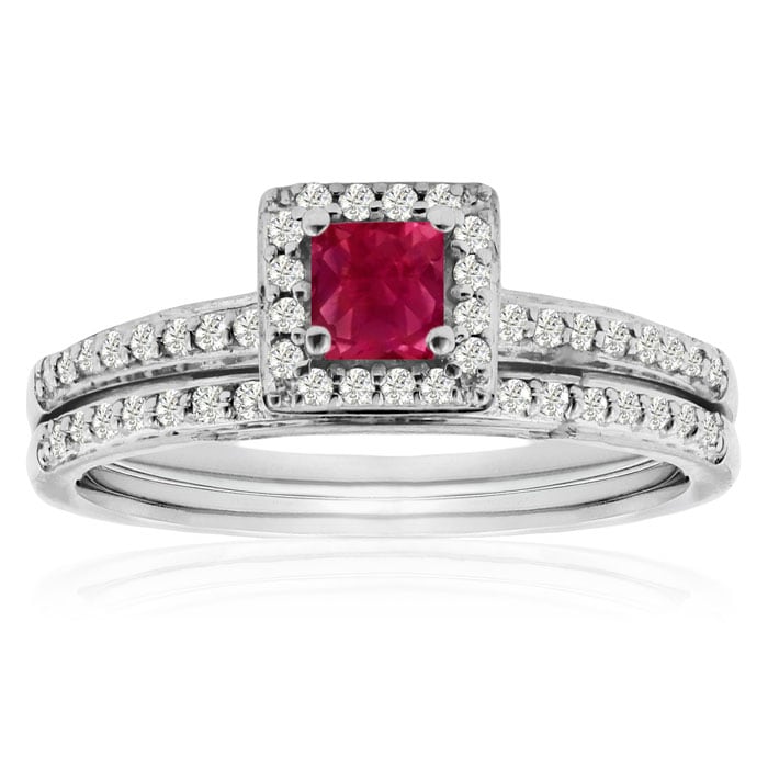 1/2ct Pave Ruby and Diamond Bridal Set
