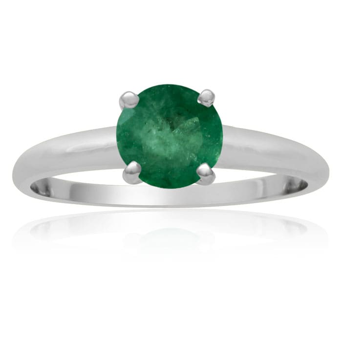 1 Carat Emerald Solitaire Engagement Ring In 14 Karat White Gold