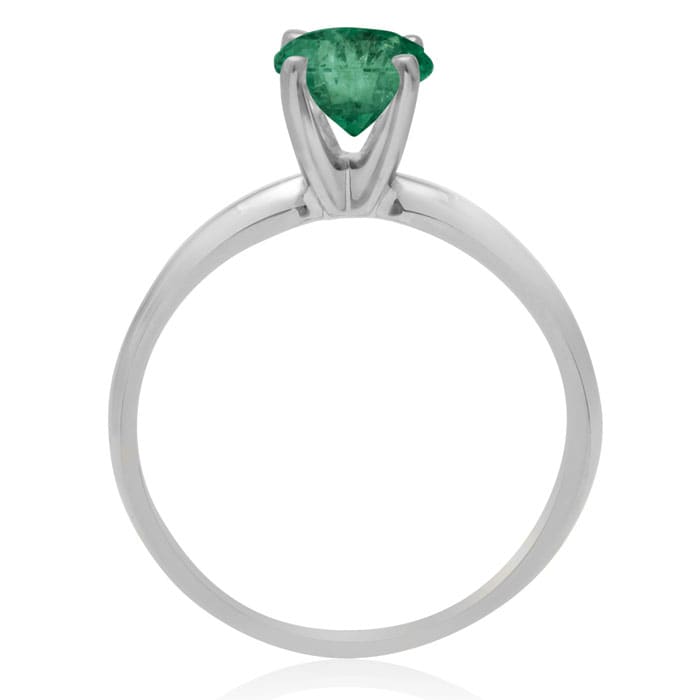1 Carat Emerald Solitaire Engagement Ring In 14 Karat White Gold