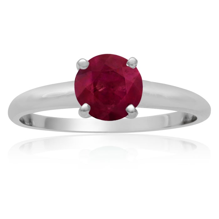 1 Carat Ruby Solitaire Engagement Ring In 14 Karat White Gold