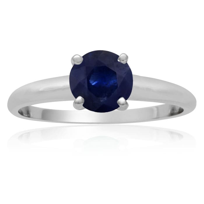 1 Carat Sapphire Solitaire Engagement Ring In 14 Karat White Gold