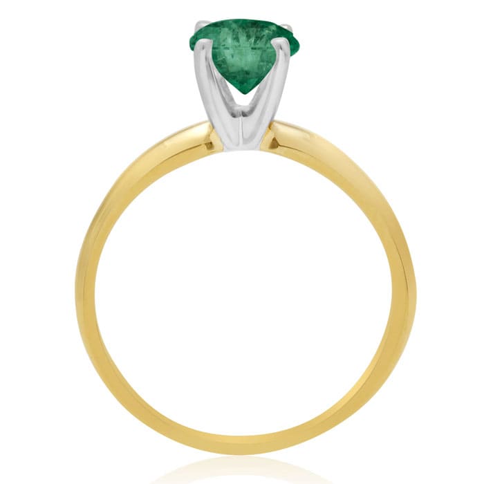 1 Carat Emerald Solitaire Engagement Ring In 14 Karat Yellow Gold