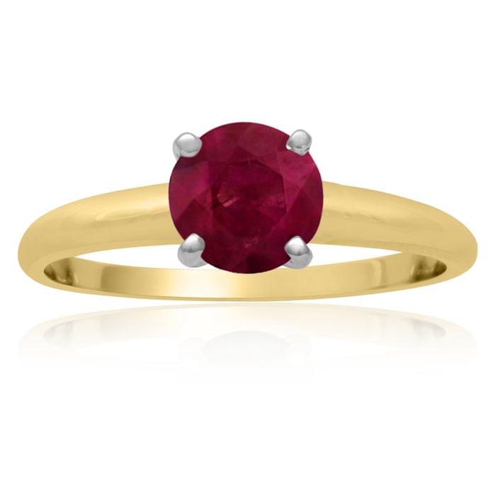 1 Carat Ruby Solitaire Engagement Ring In 14 Karat Yellow Gold