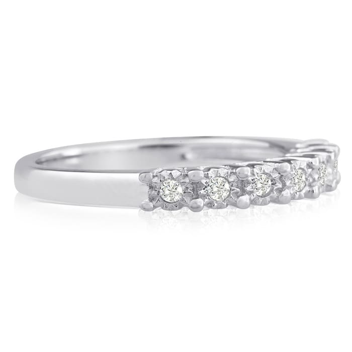 1/10 Carat Diamond Band With U Prongs in Sterling Silver