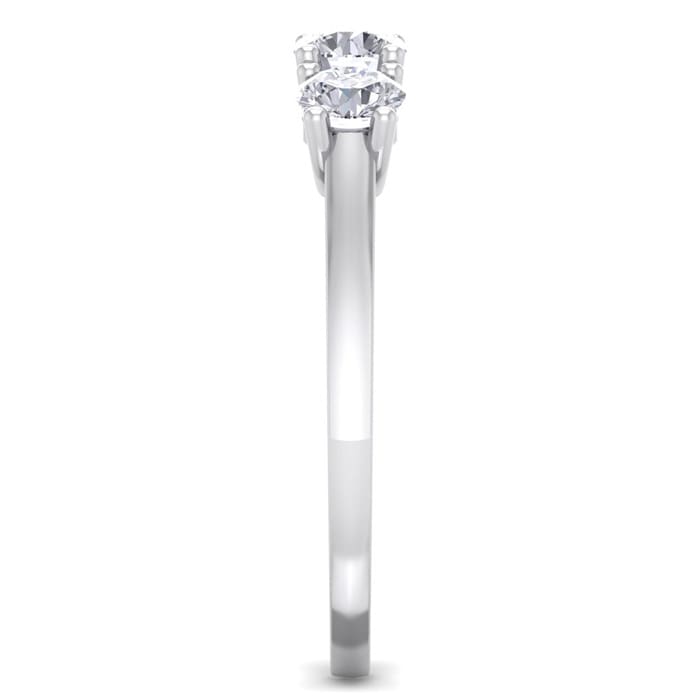 1 Carat Three Diamond Ring In Solid White Gold. Fiery Near Colorless Diamonds. Lowest Price Even On This Beautiful Ring!