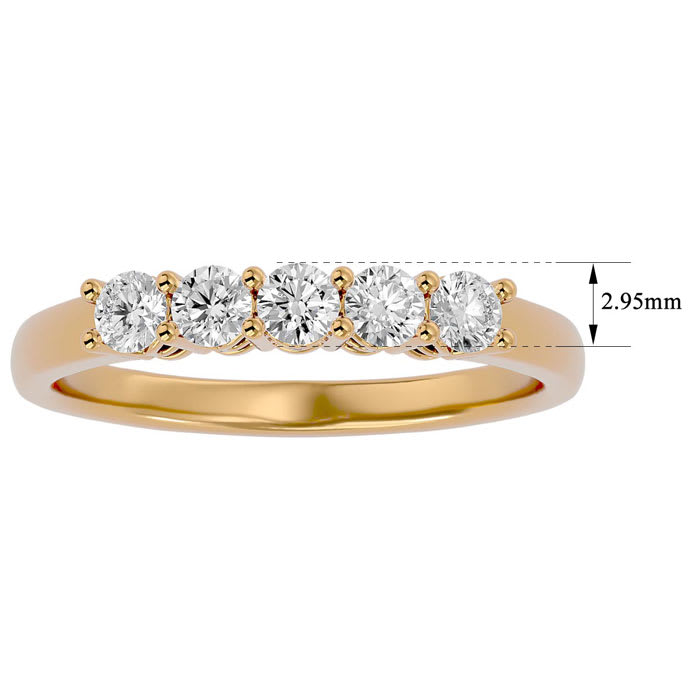 1/2 Carat Five Diamond Wedding Band In Yellow Gold