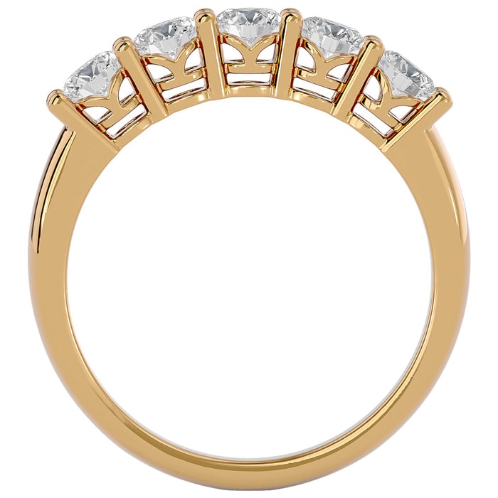 1 Carat Five Diamond Wedding Band In Yellow Gold. Very Popular Diamond Band In Solid Gold!