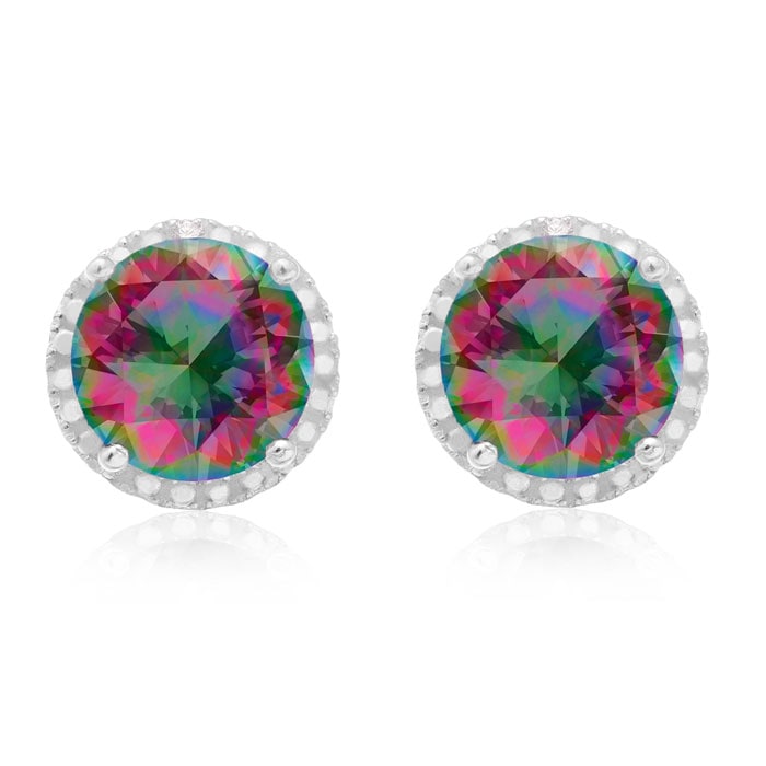 7 Carat Mystic Topaz Halo Earrings