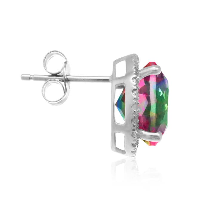7 Carat Mystic Topaz Halo Earrings