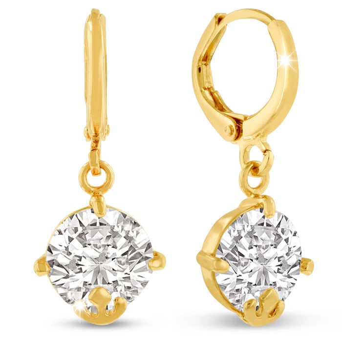 5 Carat Swarovski Elements Crystal Hoop Earrings In Yellow Gold Overlay