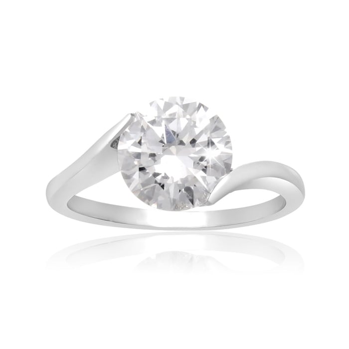 2 Carat Crystal Solitaire Engagement Ring