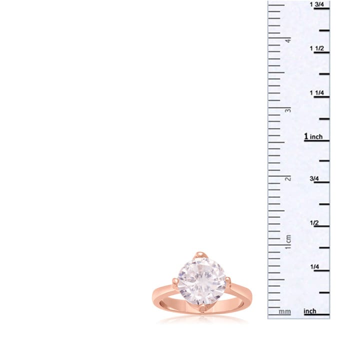 3 Carat Crystal Rotated Prong Engagement Ring, Rose Gold Overlay