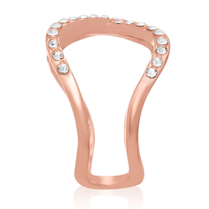 Pave Crystal X Ring In Rose Gold Overlay