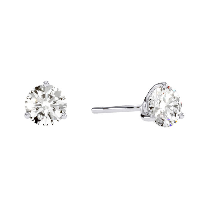 1/2 Carat Round Diamond Stud Earrings in 14 Karat White Gold with Martini Setting