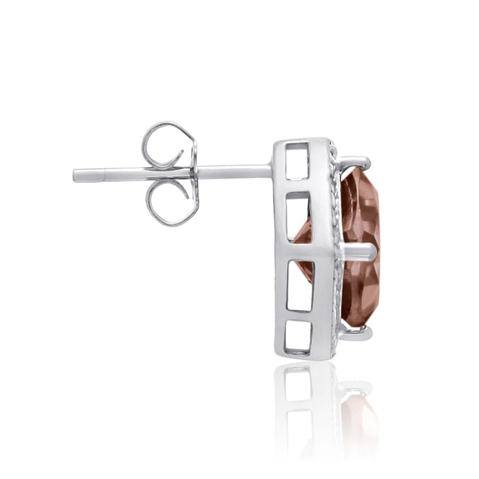 3 3/4 Carat Cushion Cut Smoky Quartz and Diamond Earrings In Sterling Silver