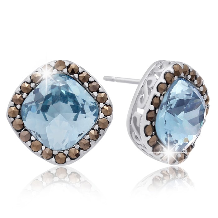 Aquamarine Earrings: Aquamarine Jewelry: 4ct Crystal Aquamarine and Marcasite Earrings
