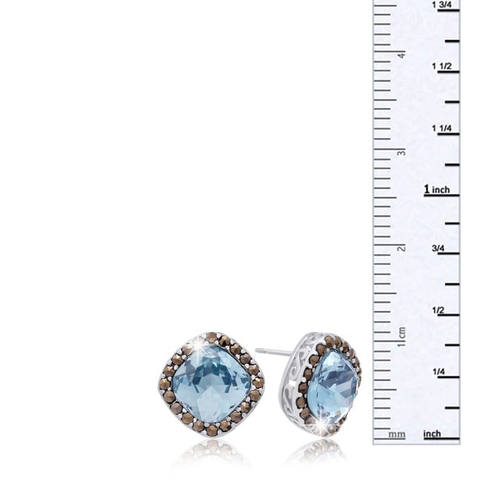 Aquamarine Earrings: Aquamarine Jewelry: 4ct Crystal Aquamarine and Marcasite Earrings
